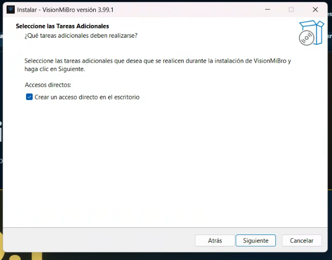 Crear acceso directo de VisionMiBro